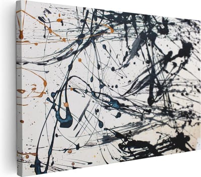 Artaza Canvas Schilderij Abstract - 90x60 cm - Wanddecoratie Zwart Wit - Muurdecoratie Woonkamer - Schilderijen Op Canvas
