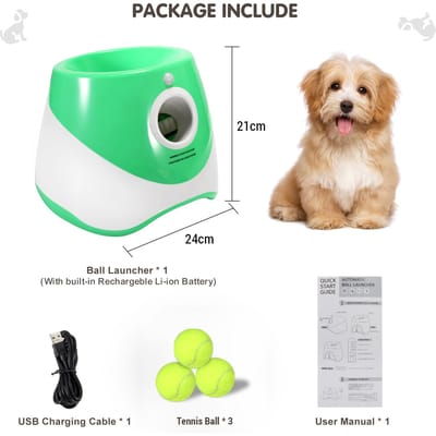 Lancer de balle automatique pour chien avec 3 balles de tennis interactives pour chiens Machine de lancer pour animaux de compagnie pour jouer à l'intérieur/à l'extérieur Celsius