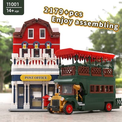 MOULD KING - 11001 - The Post Office With Led Parts - is compatibel met het bekende merk.