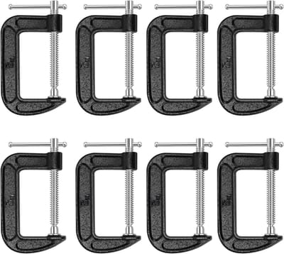8 Stuks 2 Inch Kleine G Klemmen, 55mm Klemopening Zwarte Gietijzeren Mini C Klemmen voor Houtbewerking, Lassen en Bouwprojecten