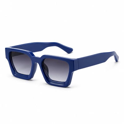 MoodLux Zonnebril Blauw - Unisex - Rechthoekig Montuur met Blauwe Glazen - Retro Festivalbril - UV400 Bescherming