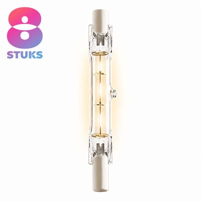 8x Staaflamp (118mm) Halogeenlamp R7s - 230W - Warm Wit Licht (2700K) - 3560 lm - 2 jaar - Dimbaar