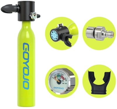 Velmio Mini Duikfles - Duikfles - 0,5L - Zuurstoftank voor Onderwateravonturen - Duiken - Lichtgewicht en Compact - 5-10 Min Gebruiksduur - Groen