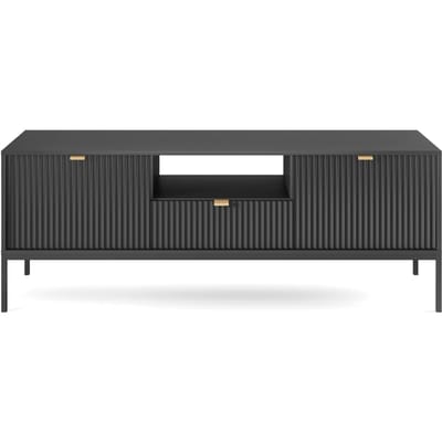 Selsey Vellore - RTV kast 154 cm - zwart met geribbelde fronten en gouden handgrepen