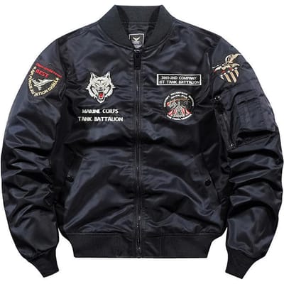 Lente en Herfst Nieuwe Bomberjack Heren Geborduurd Baseballjack Grote Maat Jas Tooling Jas XXXL black