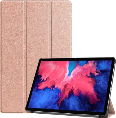Hoes - Geschikt voor Lenovo Tab P11 Plus - Dun & Stevig - Trifold Bookcase - Hard Cover - Hardcover Book Case - Tablet Hoesje - Rosé goud