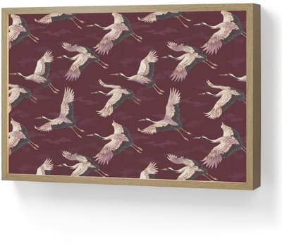 Wandlamp 60x40 cm - Oplaadbaar - Kraanvogels - Klassiek - Bordeaux - Wandlampen binnen woonkamer - Slaapkamer lamp - Decoratieve nachtlamp - Vloerlamp draadloos