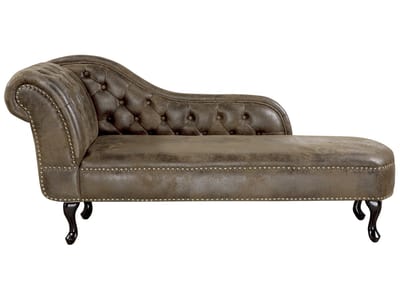 BELIANI NIMES - Chaise longue - Donkerbruin - Linkerzijde - Kunstsuède