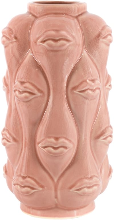 HomeBound by KY | Aardewerk vaas lips roze | bloemenvaas | 19x19x35cm