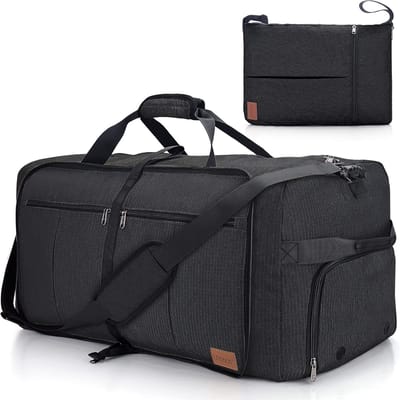 Thijox - Opvouwbare reistas voor heren en dames, grote weekendtas met schoenenvak, waterdichte sporttas, zwart, 120L, ideaal voor reizen, fitness en o