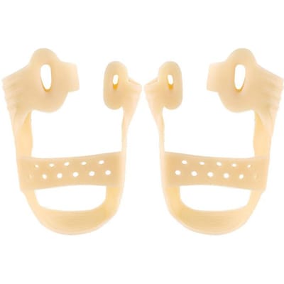 Duimspanband Dubbel gat voet overlappende teen spreider Flexibele slijtvaste kleine teen elastische spanband beige