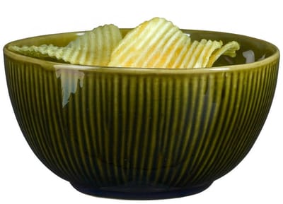 Mica Decorations Serveer/chips schaaltje Nusa - groen - 14 x 7 cm - keramiek - kommetjes