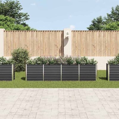 vidaXL - Plantenbak - verhoogd - 320x40x77 - cm - gegalvaniseerd - staal - antraciet