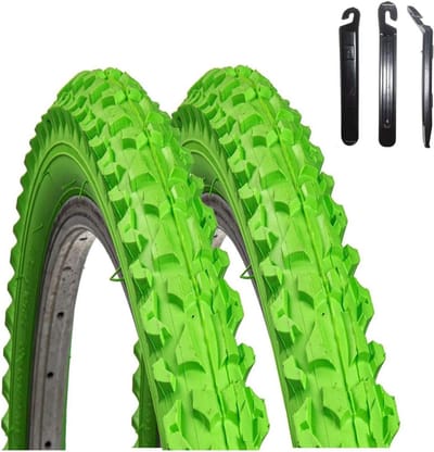 Fietsbanden Set - Buitenbanden Mountainbike - Offroad Rijden - Inclusief Bandenlichters - 26 Inch - Groen