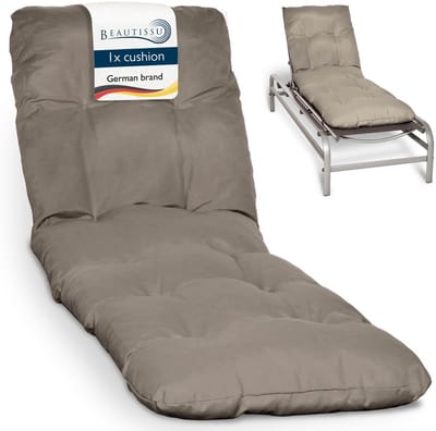 Beautissu Flair RL Ligbedkussen 190x60x8 cm Taupe – Ligstoelkussen