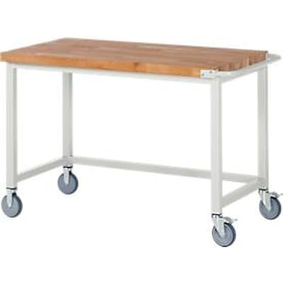 Werkbank serie 8000, verrijdbaar, werkblad massief beukenhout, B 1250 x D 700 x H 880 mm
