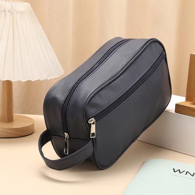 Waterdichte reistas voor toiletartikelen voor heren, PVC-lycheepatroon, cosmetische tas, draagbare make-up organizer, herenhandtassen met rits