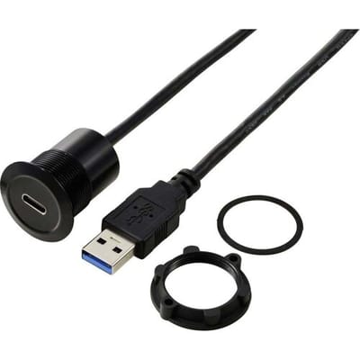TRU COMPONENTS TC-13376312 USB-C (3.1) bus/USB-A (3.0) stekker 1 m kabel zwart 1 stuk(s)