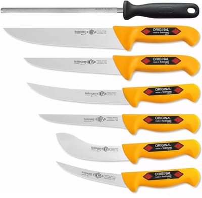 Eikaso Solingen Slagersmessenset 7-Delig – Incl. Afschilmesser (Skinning Knife), Uitsnijmes & Uitbeenmessen – Solingen Duitsland