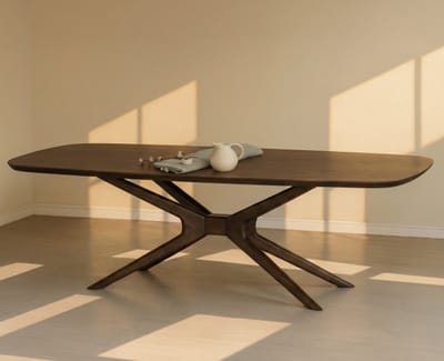 Eettafel Jax Deens ovaal mangohout 200x110 cm - Walnoot bruin - Japandi