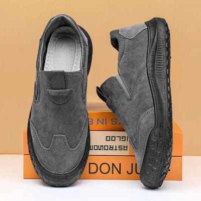 Heren Casual Schoenen Sport Slip-On Platte Comfortabele Sneakers Mode Outdoor Trend Grote Maat Ademend Rijschoenen 39 grijs