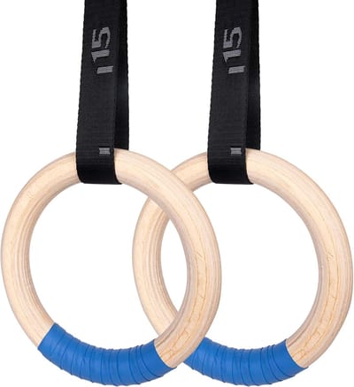 Houten Gymnastiekringen voor Thuis, Olympische Ringen met Verstelbare Nokkengesp en Anti-slip Banden
