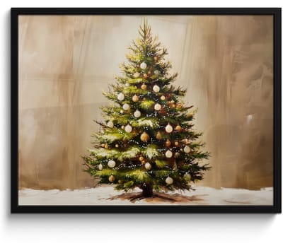 Poster in lijst - Fotolijst 80x60 cm - Posters - Kerst - Sfeer - Groen - Posterlijst zwart - Decoratie - Wanddecoratie woonkamer - Muurdecoratie slaapkamer - Kerstversiering - Kerstdecoratie voor binnen - Kerstmis