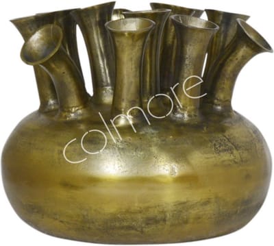 Colmore by Diga metalen gouden tulpenvaas toetervaas met 12 halzen XL 49 x 49 x 43 cm