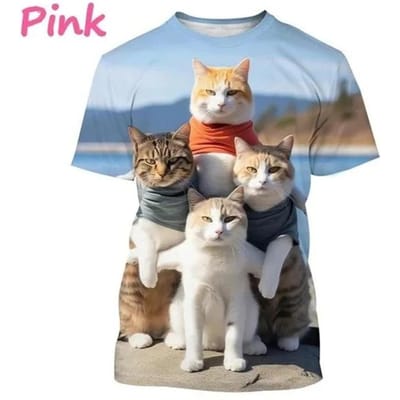 Nieuw Mode Dier 3D Print T-shirt Mannen Vrouw Korte Mouw Tee Tops Grappige Katten 3D Grafische T-shirts Kinderen Streetwear Harajuku Tshirt 6XL gray