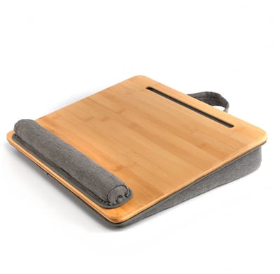 Decopatent - Laptop Schoot Standaard Bamboe Hout met Telefoon / Ipad houder - Laptopstandaard - Laptop verhoger - Laptoptafel Schoot - Schoottafel - Knietafel- Afm: 42 x 34 x 8 Cm