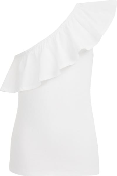 WE Fashion Meisjes one-shoulder top met ribstructuur