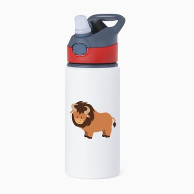 Hacebo® - Stieren waterfles met rietje rood - Stier - Dieren liefhebbers - Bizon - koeien - water fles - 650ML