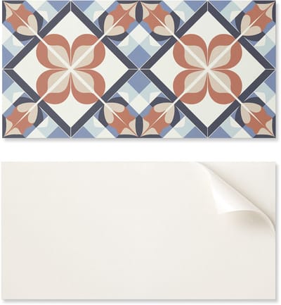 Zelfklevende vinyl wanddecoratie 100x50 cm met symmetrisch bloemenpatroon