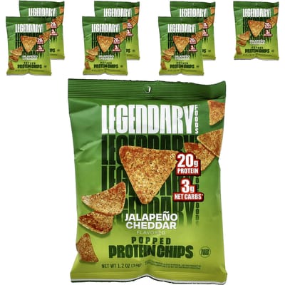 Popped Proteenchips, Jalapeno Cheddar, 7 Zakjes, 34G (1.2Oz) Elk