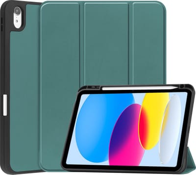 Hoesje - Geschikt voor Apple iPad A16/A18 (2022/2025/2026) - 10.9 & 11 inch (10e, 11e & 12e generatie) - Dun & Stevig - Trifold Bookcase - Hard Cover Case - Met Uitsparing Geschikt voor Apple Pencil - Hardcover Book - Tablet Hoes - Donkergroen
