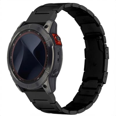 Mat Titanium bandje - Geschikt voor - Geschikt voor Garmin 26 mm aansluiting - Zwart