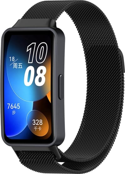 Milanees bandje - geschikt voor Huawei Band 8 / Huawei Band 9 / Huawei Band 10 - zwart