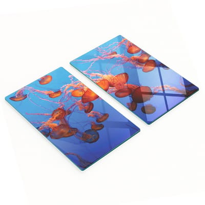 Decoratieve glazen snijplanken voor in de keuken met kwallenmotief, 2x30x52 cm