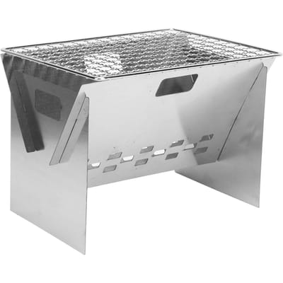 Opvouwbare Houtskool BBQ Grill Roestvrij Staal Mini Afneembaar Draagbare Barbecue Grill voor Buiten Kamperen gray