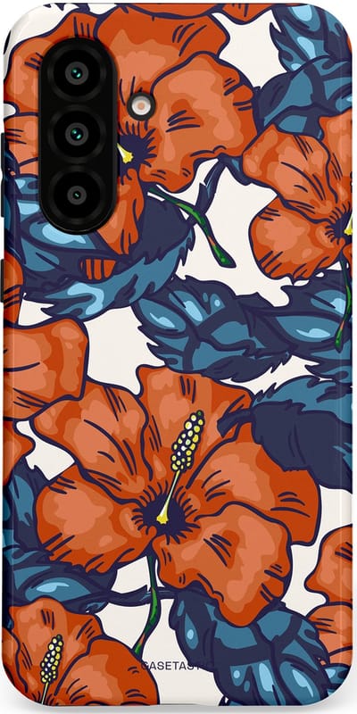 Casetastic hoesje geschikt voor Samsung Galaxy A36 / Samsung Galaxy A56 - Dubbellaagse bescherming - Exotische paradijs - Fashion Case - Terracotta Donkerblauw Bruin Donkergrijs
