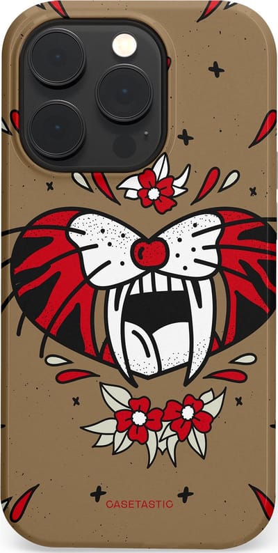 Casetastic hoesje geschikt voor Apple iPhone 14 Pro - MagSafe - Dubbellaagse bescherming - Wilde kracht - Fashion Case - Taupe Donkergrijs Bordeaux