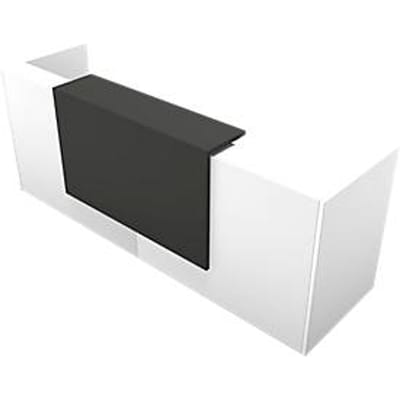 Balie Spezia, recht, B 2860 x D 880 x H 1130 mm, wit/leder grijs