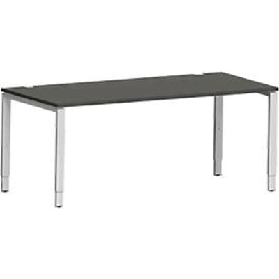 Schäfer Shop Genius bureau Modena Flex, rechthoekig, 4-poots buis, B 1800 x D 800 x H 650-850 mm, grafiet/wit aluminium