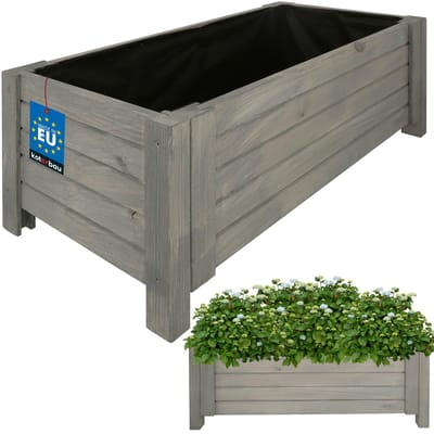 KOTARBAU® Houten Plantenbak, Kiefernhout, 79 x 39 x 30 cm, Antraciet, Houten Bloembak, Plantenbak voor Buiten, met Vlies, voor Tuin, Terras, Balkon