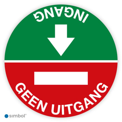 Simbol® - Vloerstickers Ingang - Geen Uitgang – COVID-19 Vloerstickers – Houd Afstand Stickers – Anti-Slip - Formaat ø 30 cm.