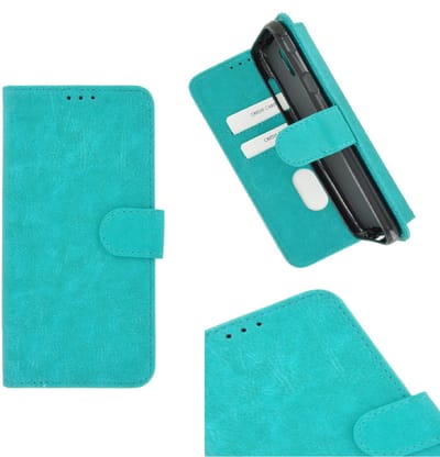 Sony Xperia M5 smartphone hoesje wallet book style case turquoise