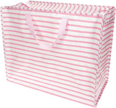 Rex London Jumbo Opbergtas Pink Stripes – XXL Verhuistas met Rits – Grote Opbergzak voor Was, Beddengoed & Opslag