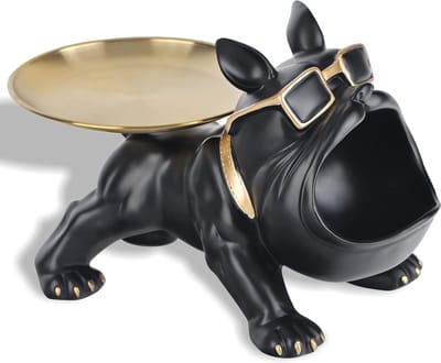 Decoratieve Bulldog Standbeeld met Lade - Sleutelhouder en Sieraden Opslag - Modern Design voor Huis en Kantoor