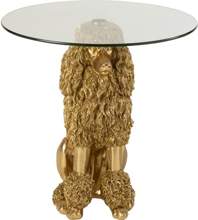 J-Line bijzettafel Poedel Rond - polyresin - goud