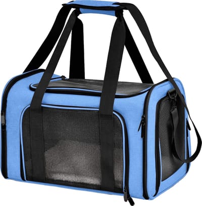 Somstyle Luxe Reistas voor Kat of Hond - 50 x 34 x 34 cm - Max 11 Kg - Draagtas - Bench - Blauw